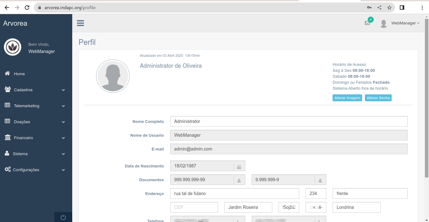 Arvorea - Sistema para ONGs - Screenshot 4